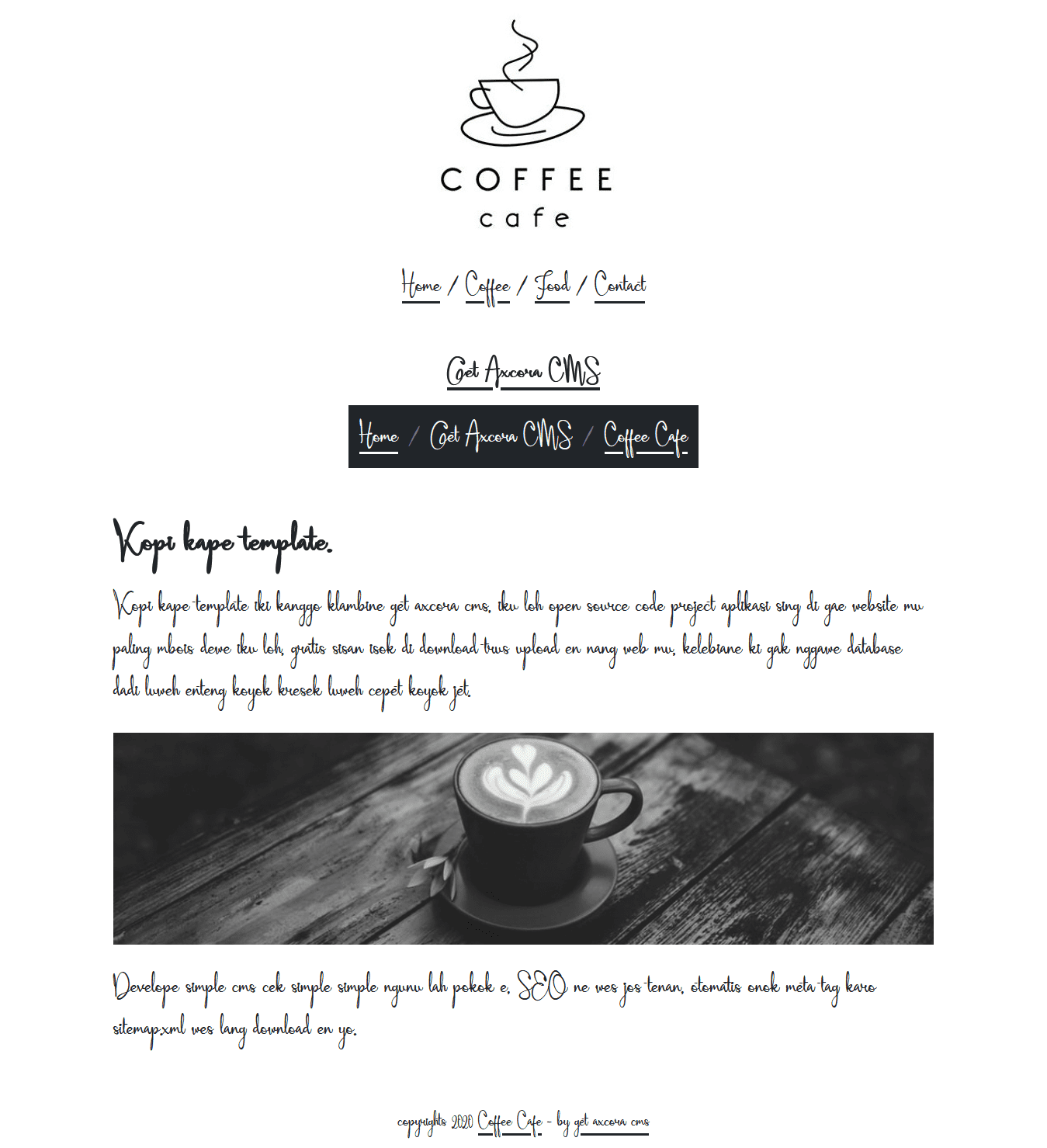 website cafe coffee shop template themes