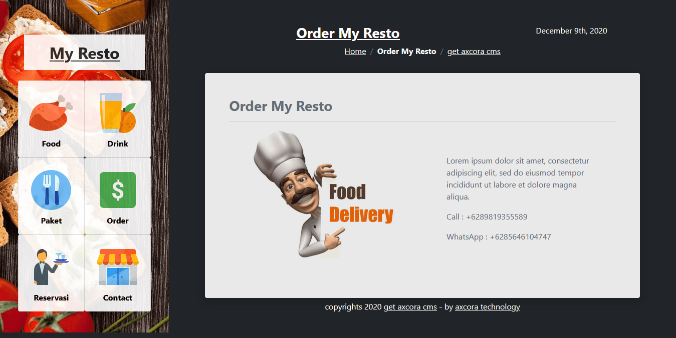 template themes restoran website gratis download free