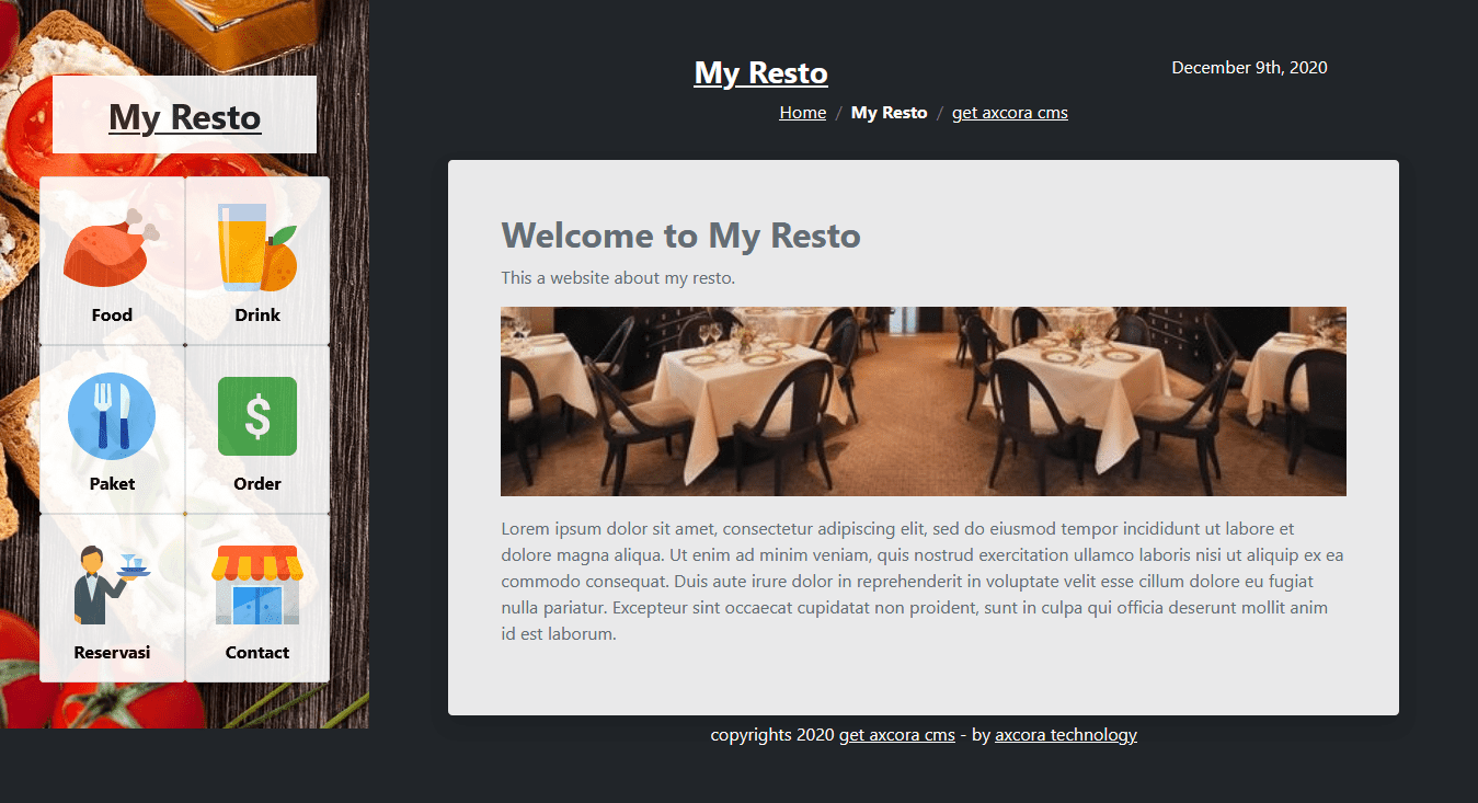 pembuatan website restoran cafe rumah makan